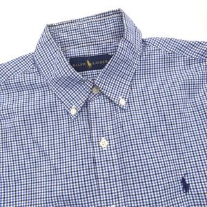 Polo Ralph Lauren‎ Men's Medium Button Down Blue Gingham Checkered Long Sleeve